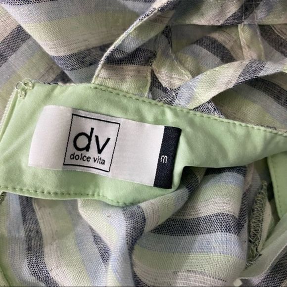 New DV By Dolce Vita Medium Dress Fit N Flare Striped Sleeveless‎ Cutout Back - Picture 6 of 10